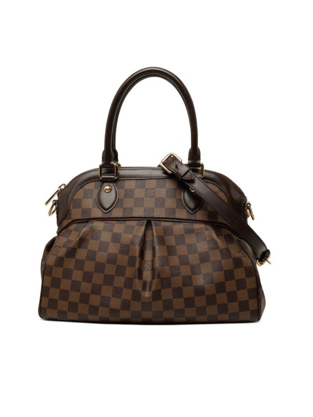 Louis Vuitton Damier Trevi PM 2-Way Shoulder Bag Brown Leather